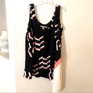 Rachel Roy Tunic Top Beach Black Comfy Festive Asymmetrical Flowy Size 2X